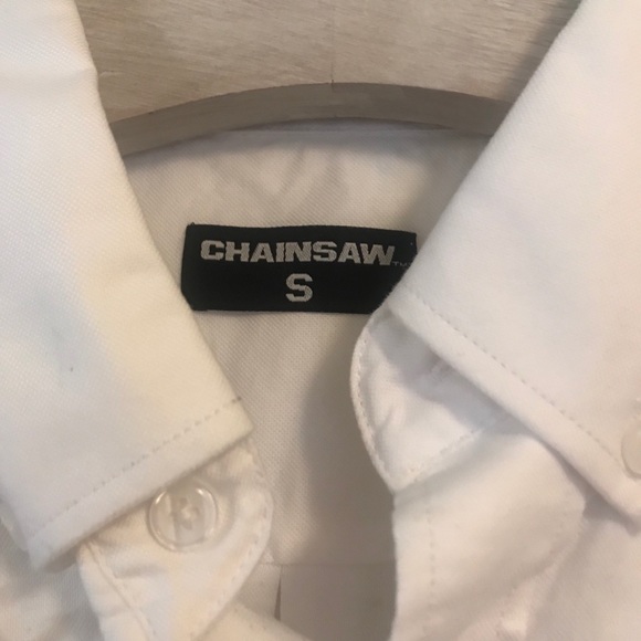 Chainsaw Shirt Button Down White Small Embroidered - Picture 7 of 16